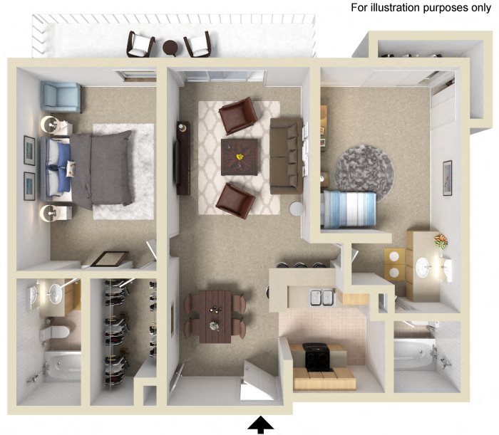 Hampton Floor Plan - 2 Bed 2 Bath Hampton Floor Plan - 2 Bed 2 Bath, at The Madison Park Apartments, Anaheim, CA 92804